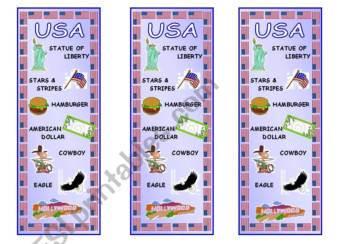Countries Bookmark 4 - USA worksheet