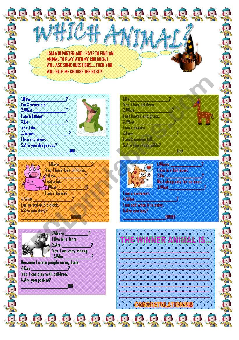 WHICH ANIMAL? worksheet