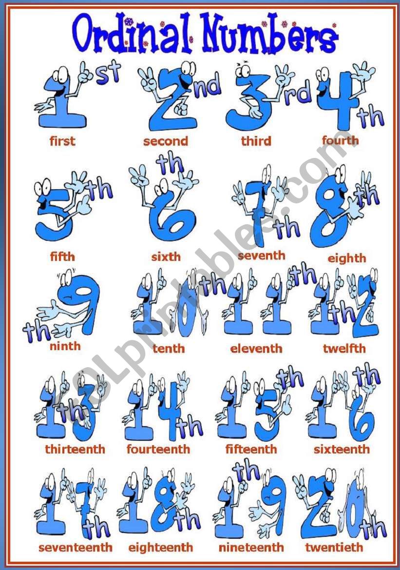 ORDINAL NUMBERS worksheet