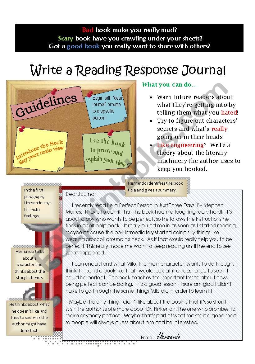 Writing a Response Journal worksheet