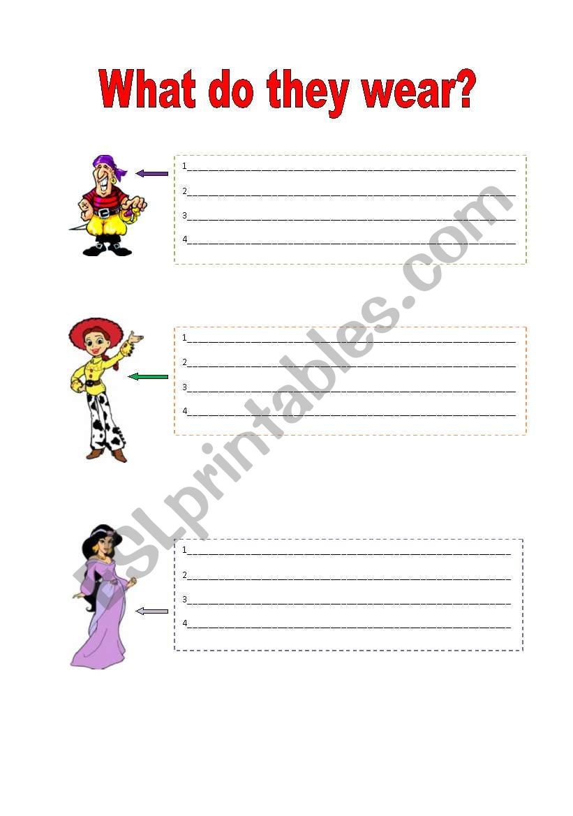 WHAT DO THEY WEAR? worksheet