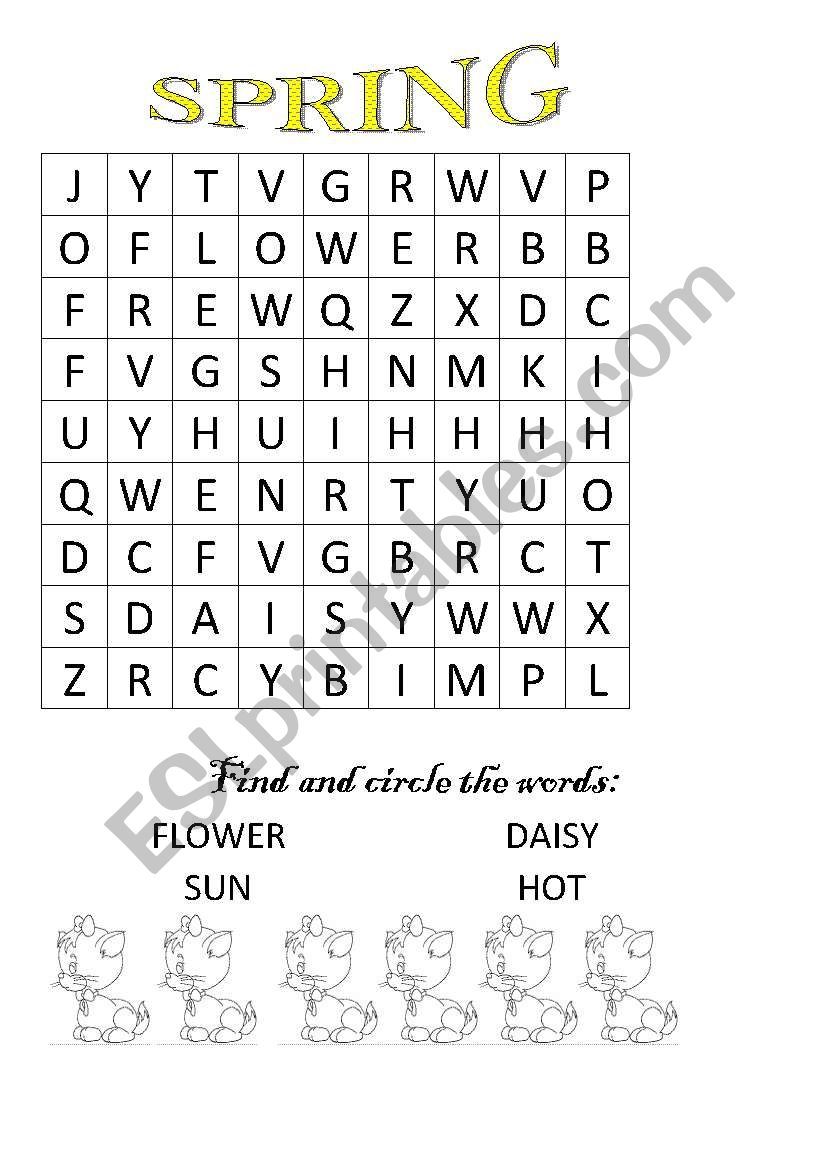 SPRING WORDSEARCH worksheet