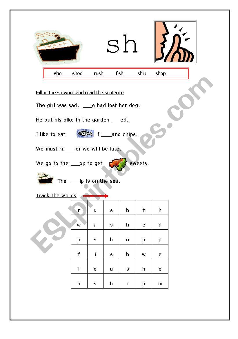 sh diagraph worksheet