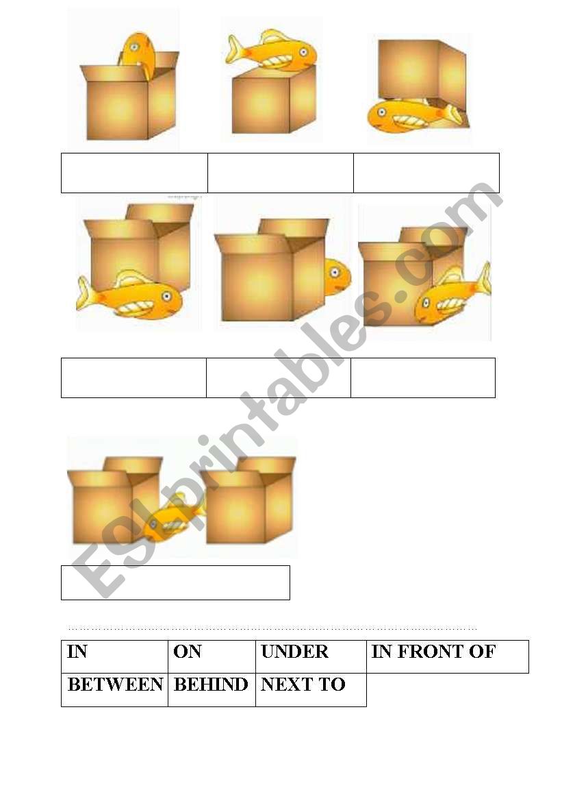 prepositions  IN ON UNDER worksheet