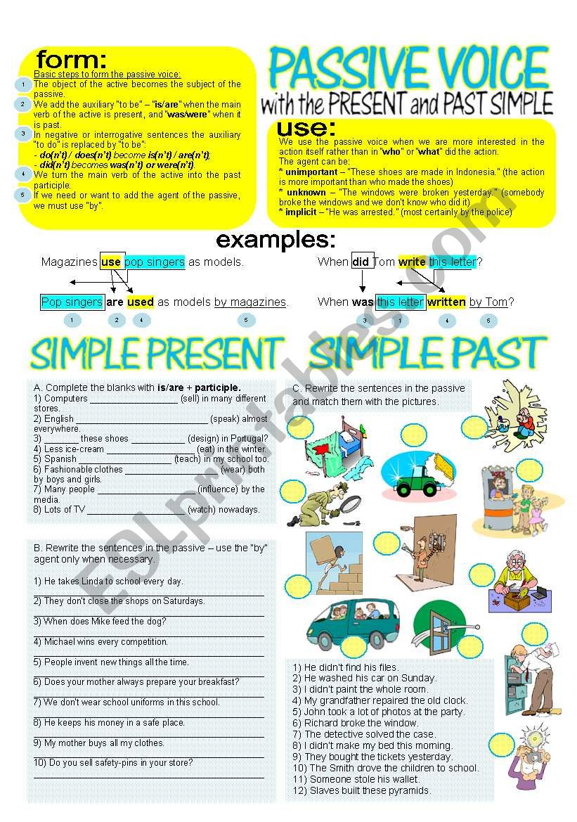 PASSIVE VOICE with PRESENT&PAST SIMPLE + key