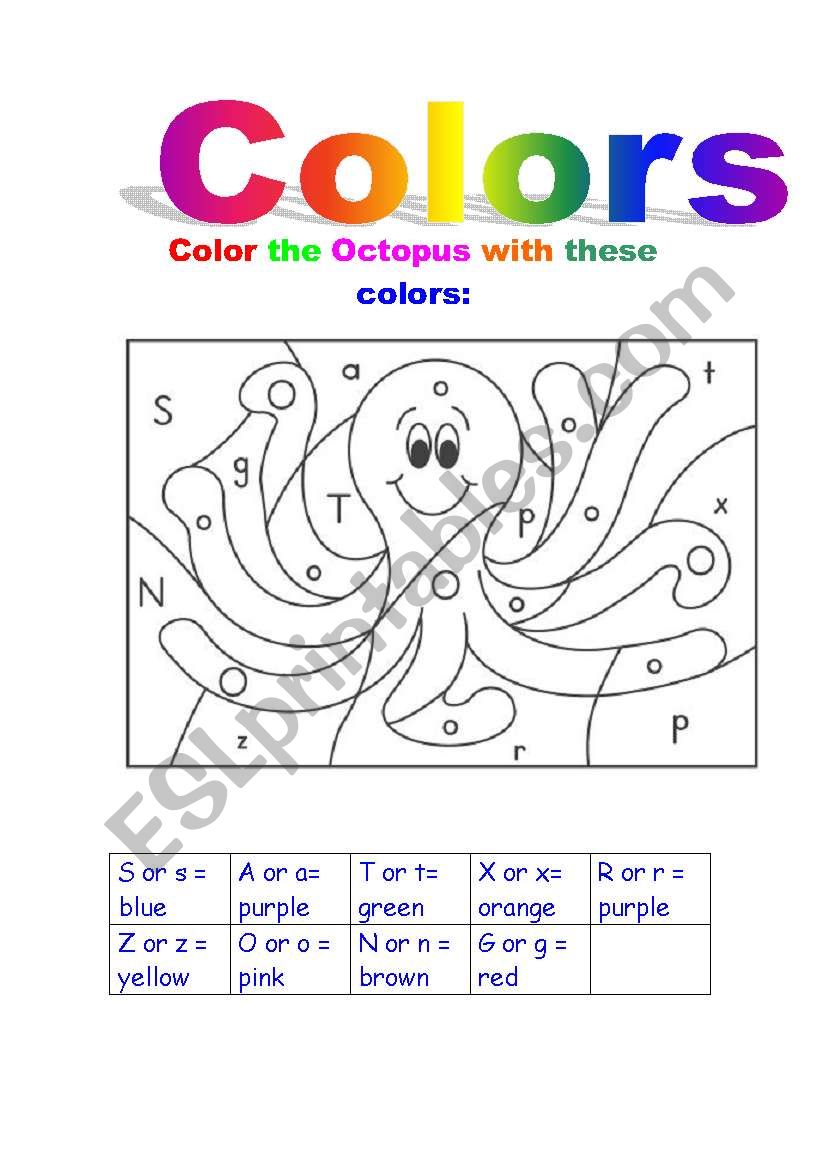 COLOR THE OCTOPUS! worksheet