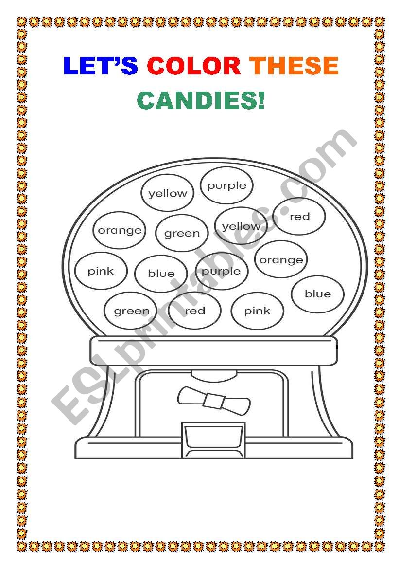 LETS COLOR THE CANDIES! worksheet