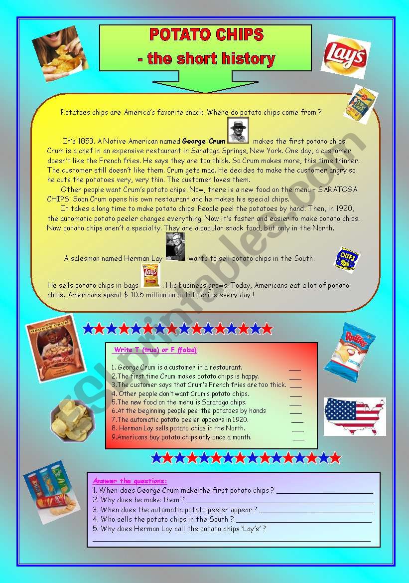 Potato chips - the short history & key (fully editable)