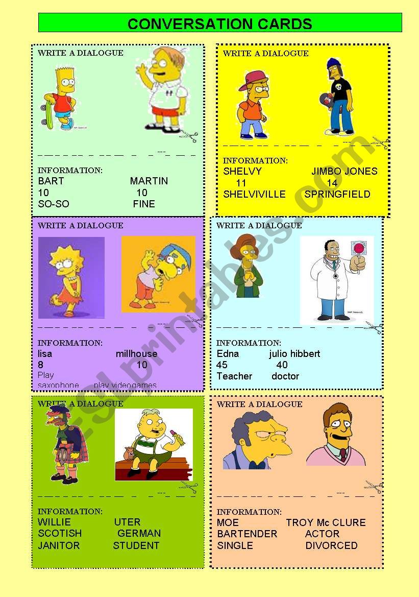 CONVERSATION CARDS worksheet