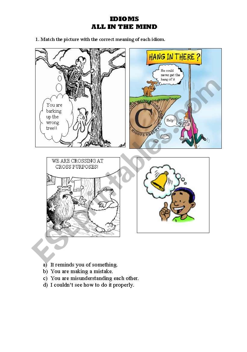 IDIOMS - ALL IN THE MIND worksheet