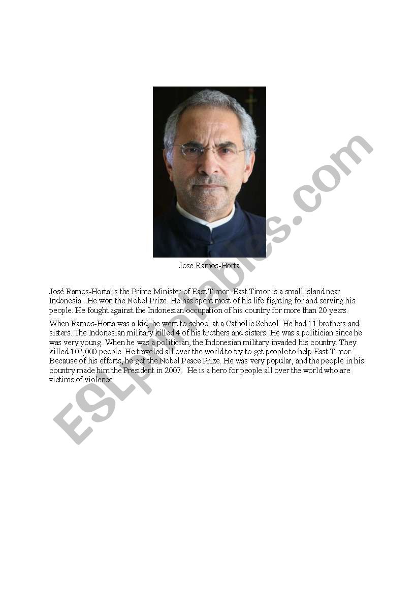 Famous People 2- Jose Ramos-Horta