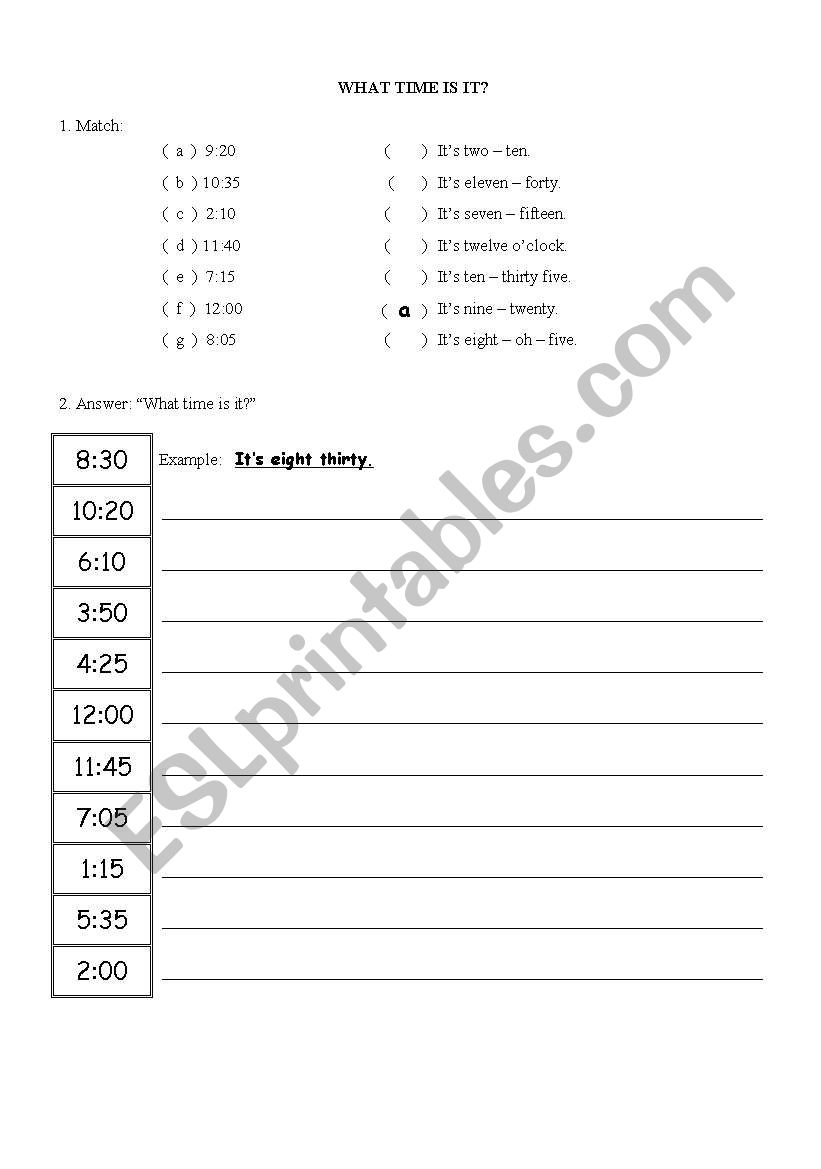 What time is it? worksheet