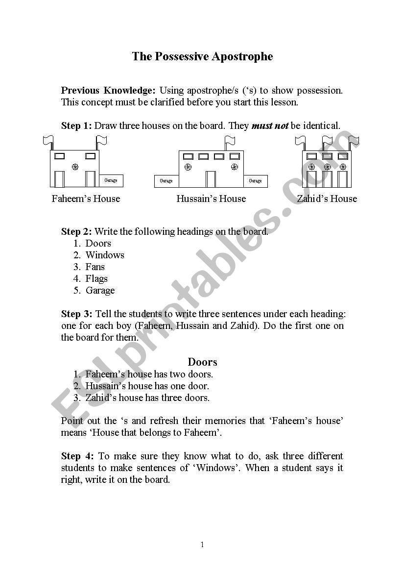 The Possessive Apostrophe worksheet