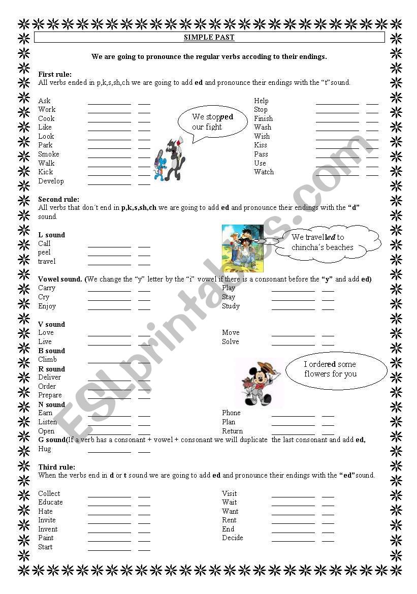 simple past regular verbs worksheet