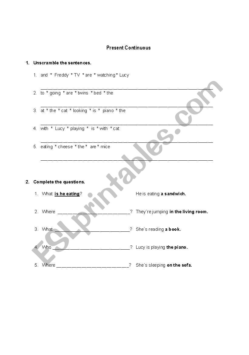 Present Continuous worksheet