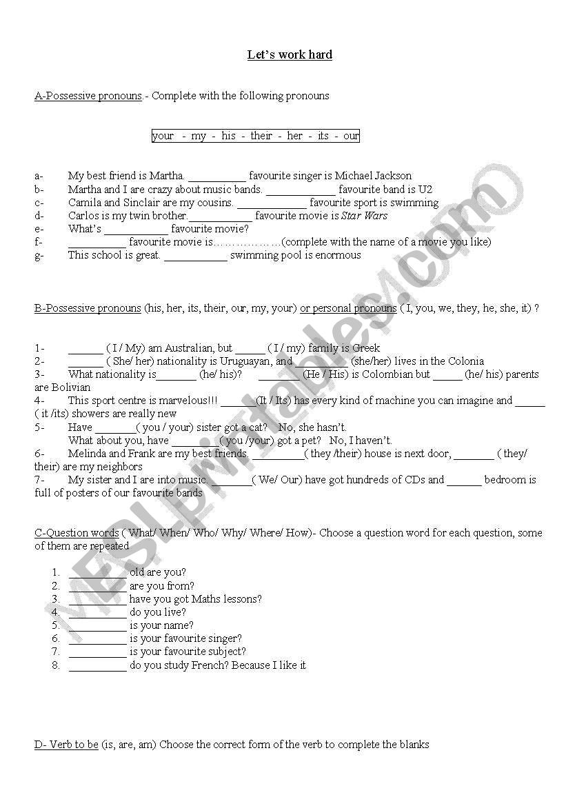 Grammar review for the  elementary or lower intermediate level