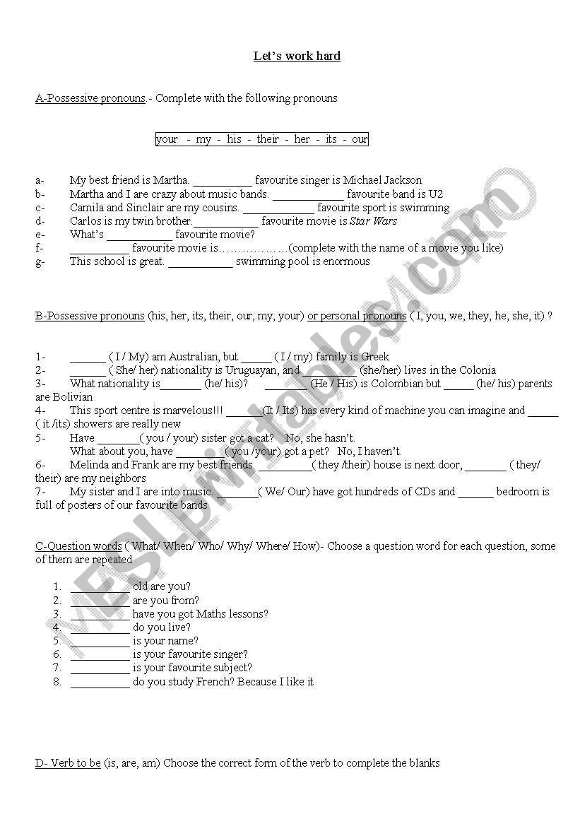 Grammar review for the  elementary or lower intermediate level