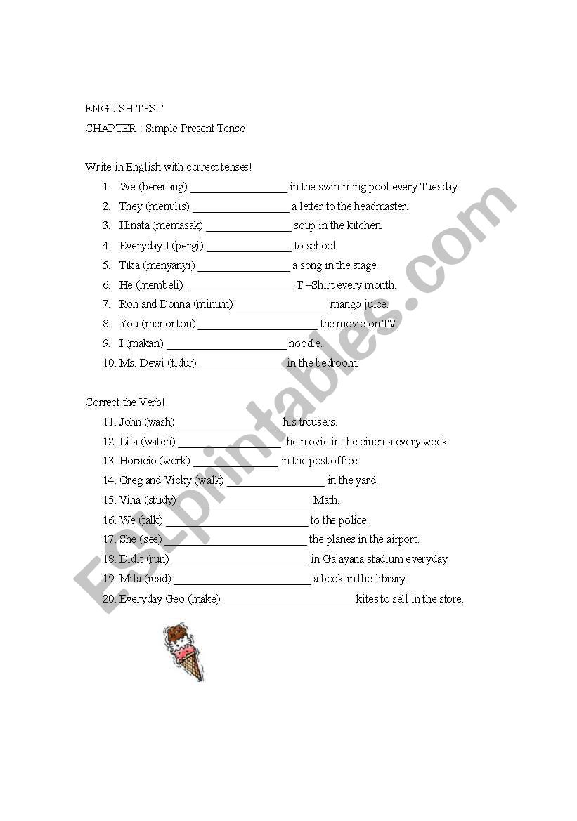 easy simple present worksheet