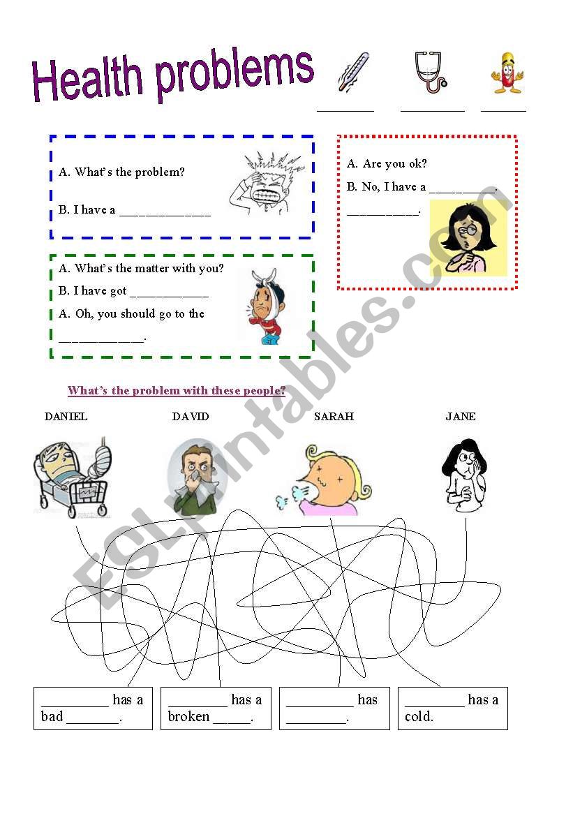 health problems worksheet