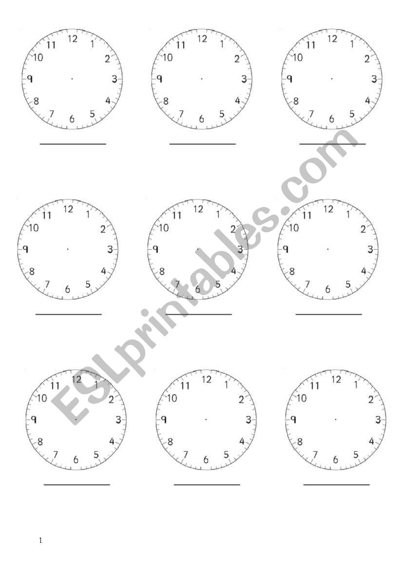 Clock quiz test worksheet