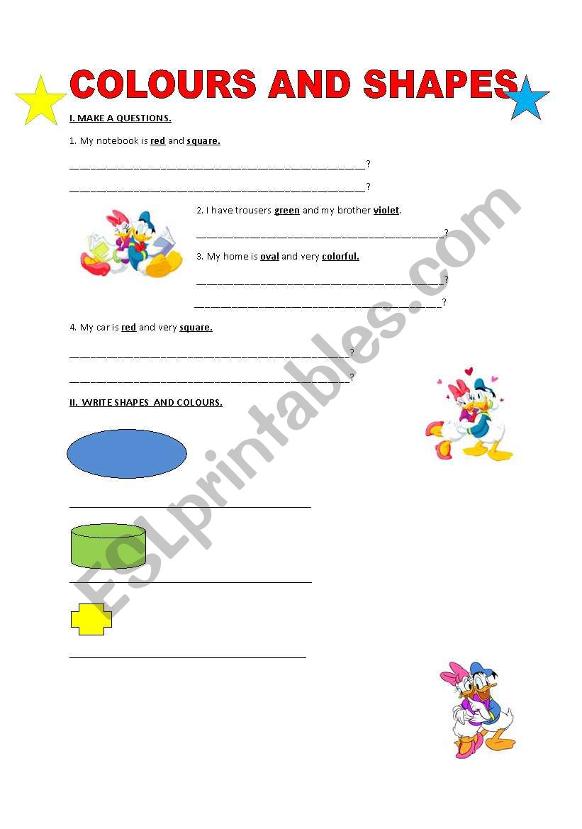 COLOURS AND SHAPES worksheet