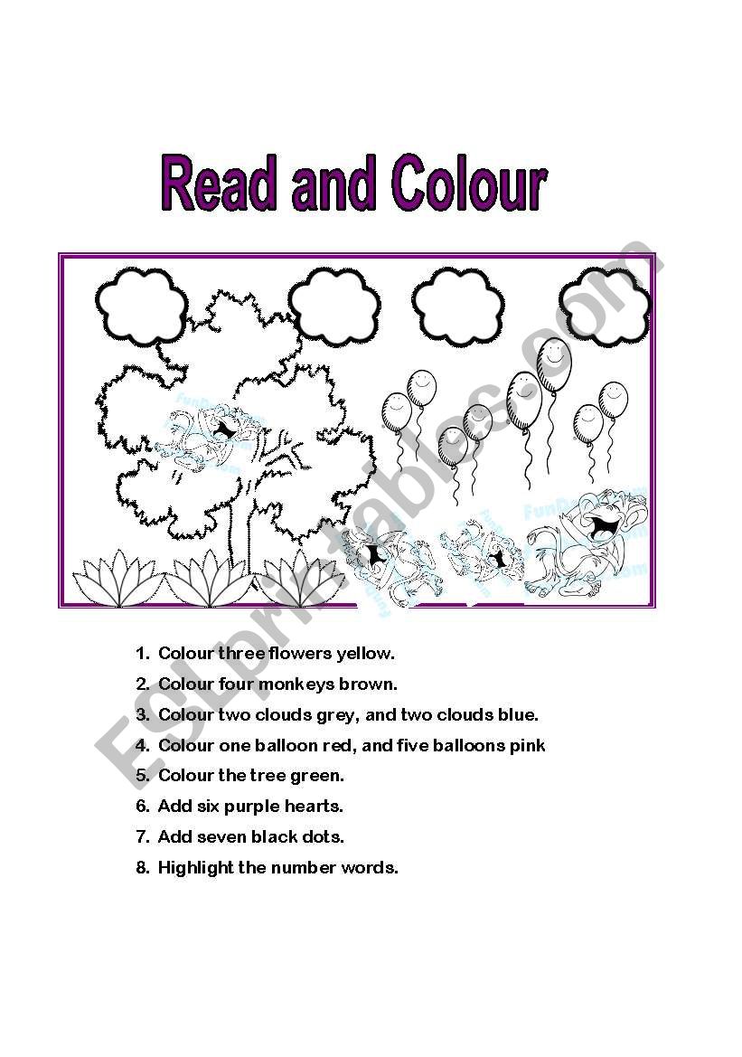 Read and colour the picture. worksheet