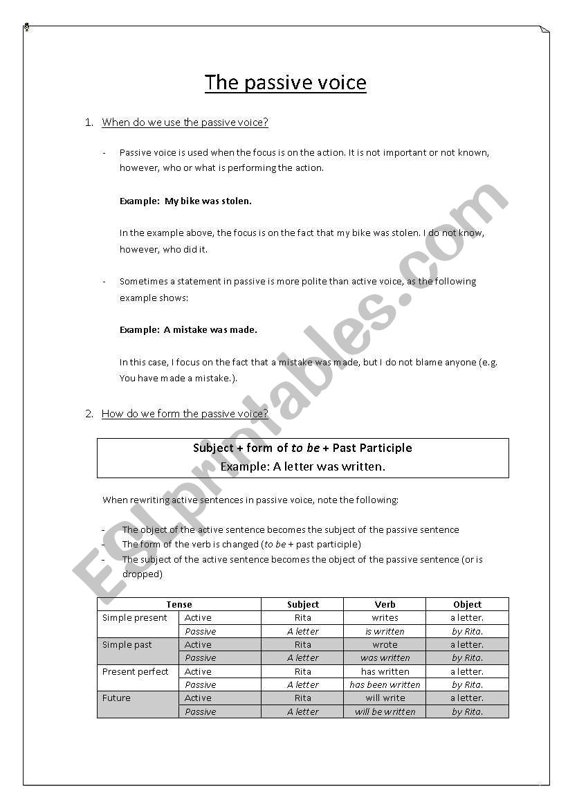 The Passive voice worksheet