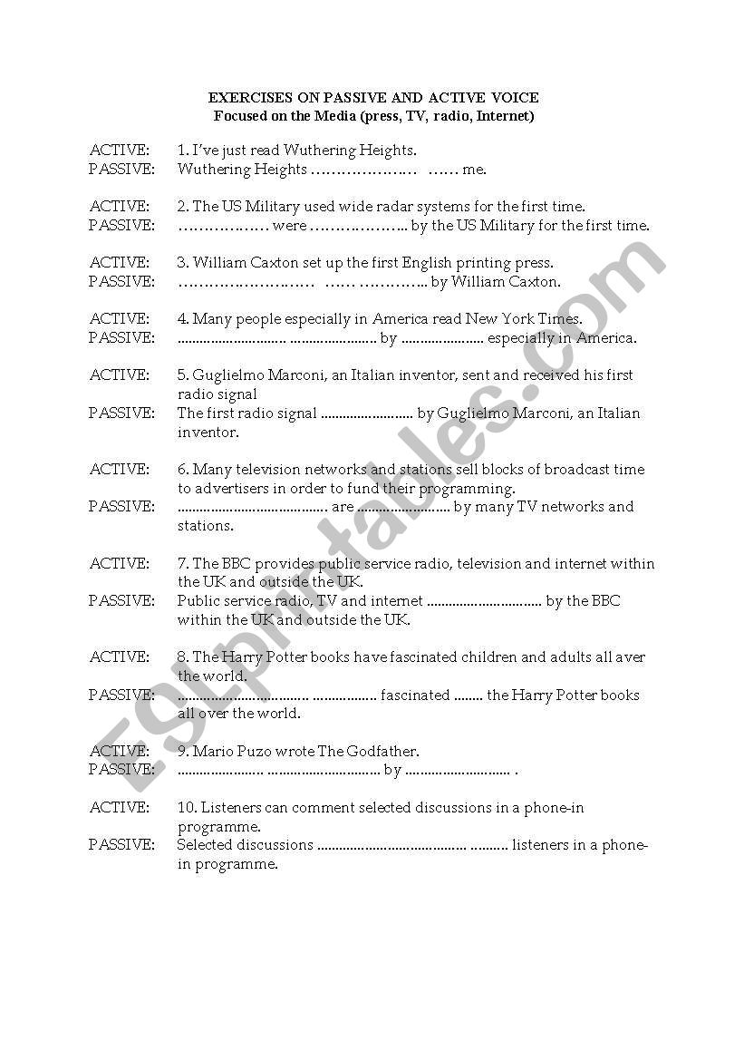 Passive and Active Exercises worksheet