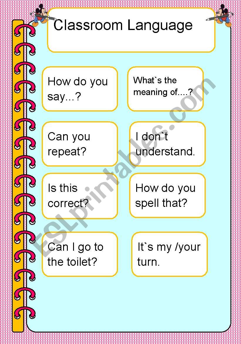 Classroom Language worksheet