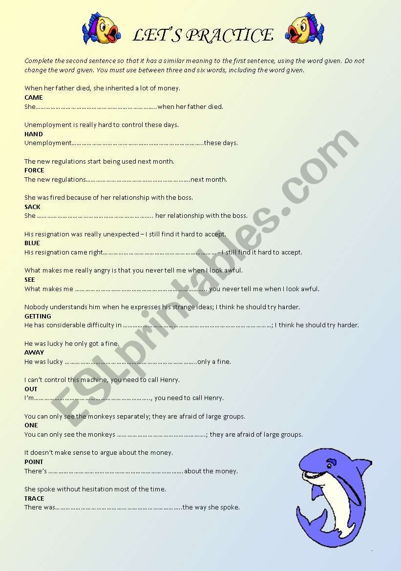 CAE idioms worksheet