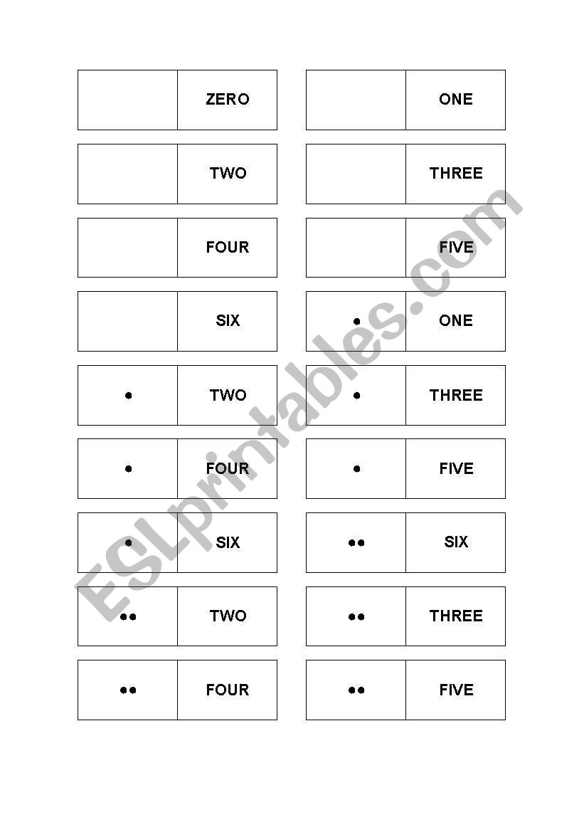 Dominoes worksheet