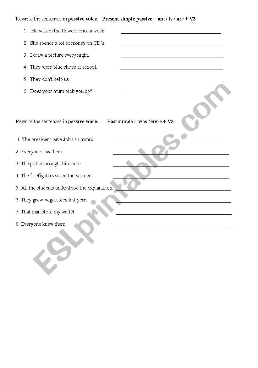 Passive voice worksheet