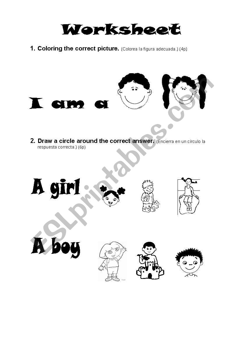 Boy and Girl worksheet