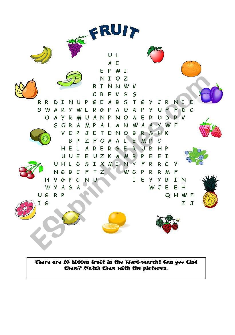 Fruit Word-search! worksheet