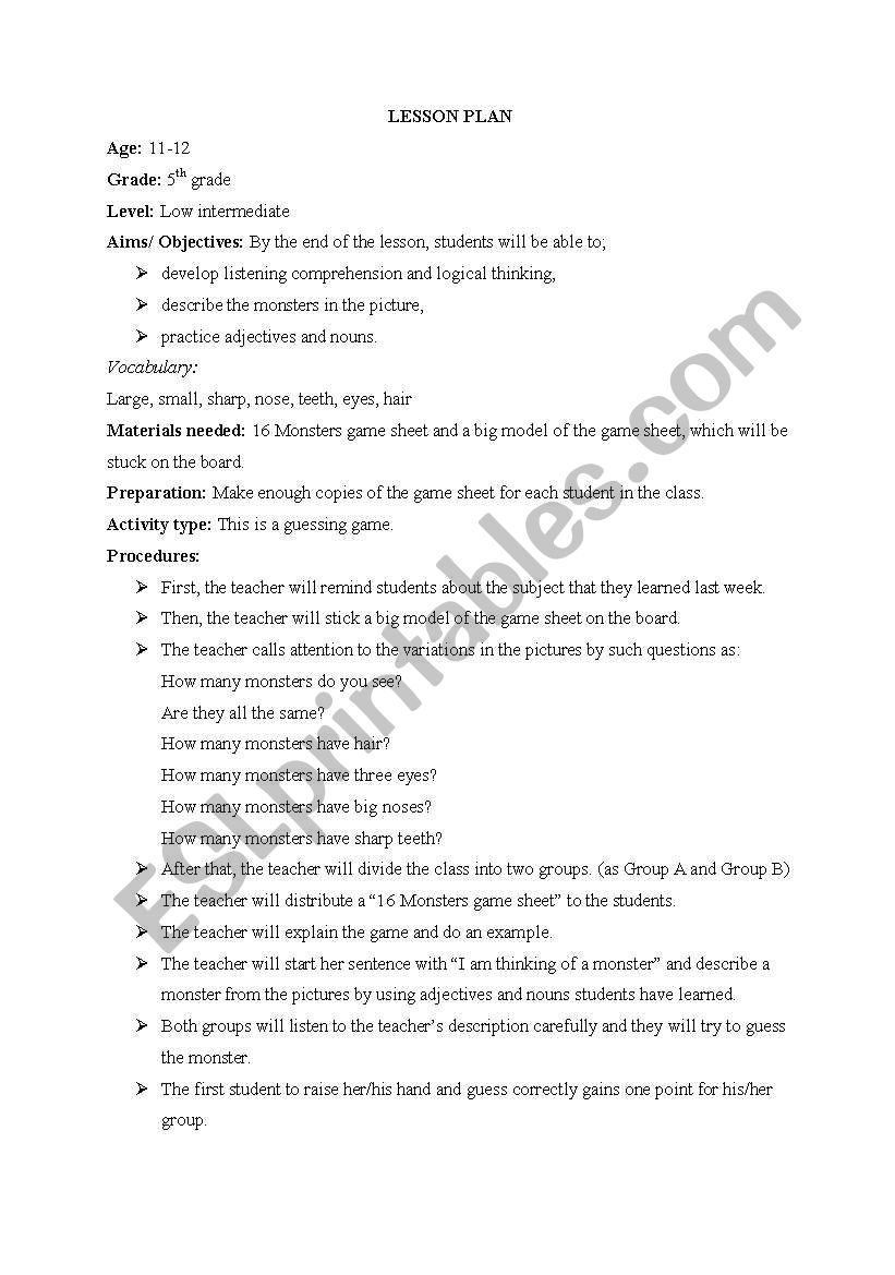 lesson plan worksheet