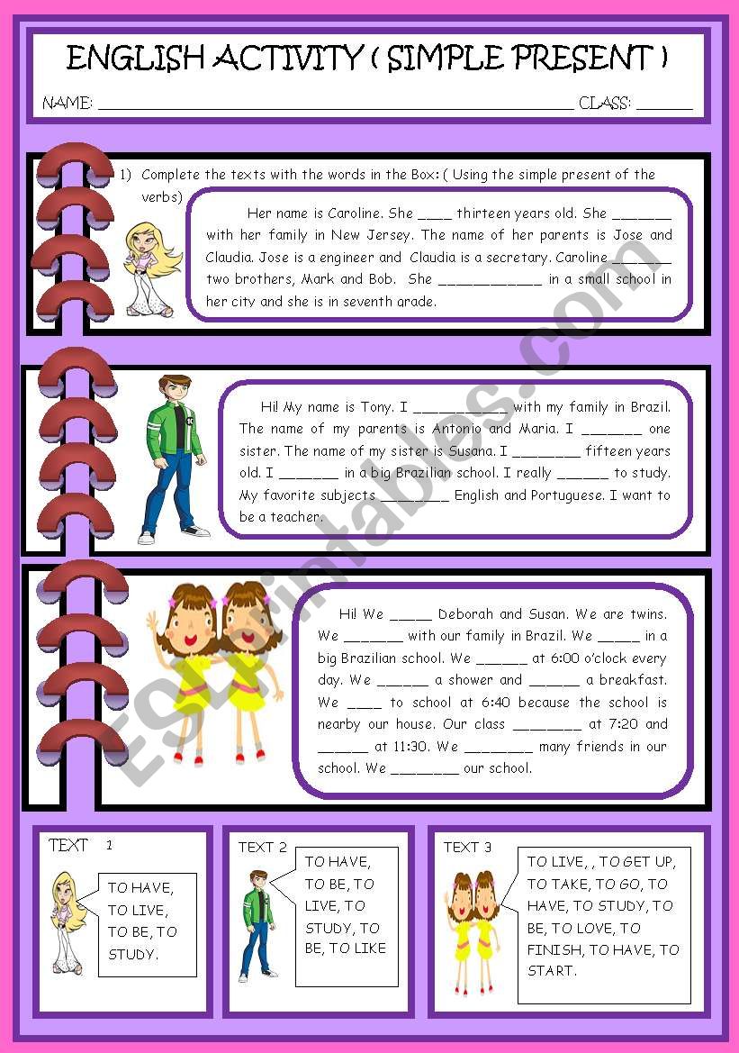 SIMPLE PRESENT worksheet