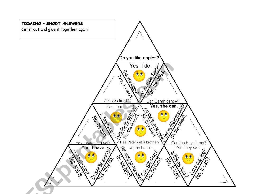 trimino - short answers worksheet