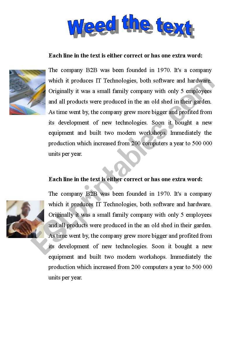 Weed the text - introducing a company