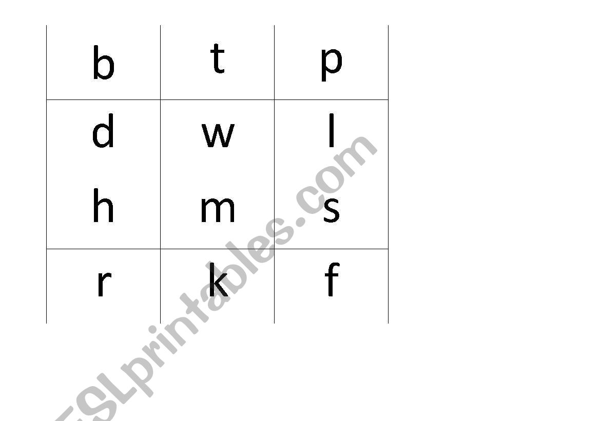 Alliteration Bingo worksheet