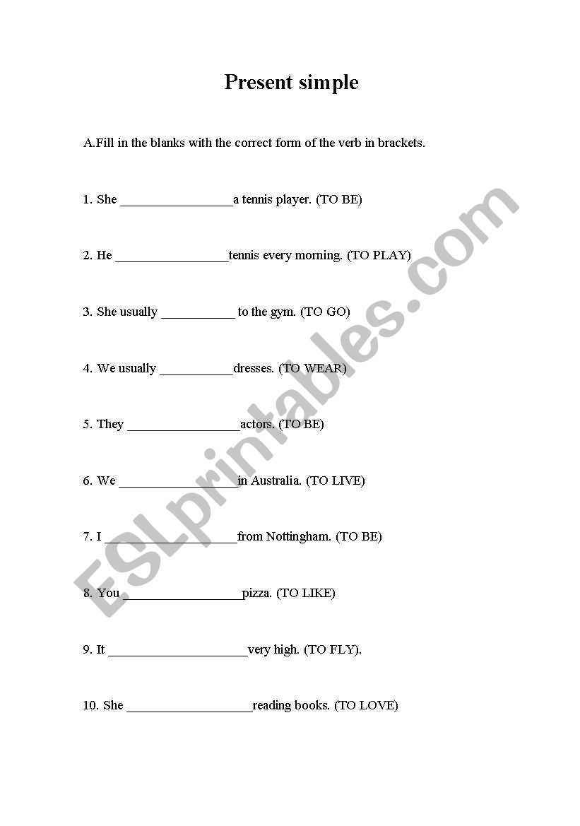 Present simple worksheet