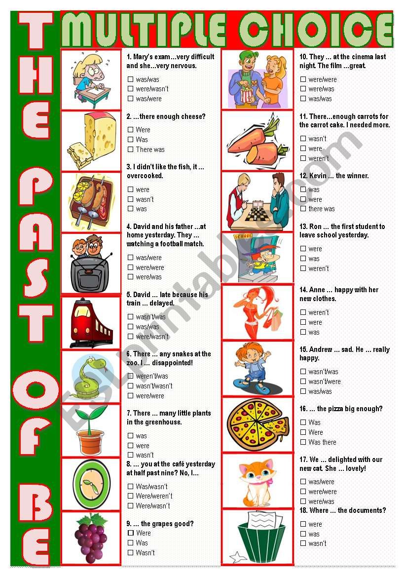 THE PAST OF BE: MULTIPLE CHOICE