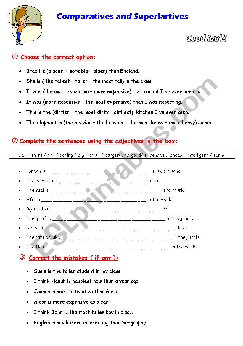 Comparatives and Superlatives worksheet