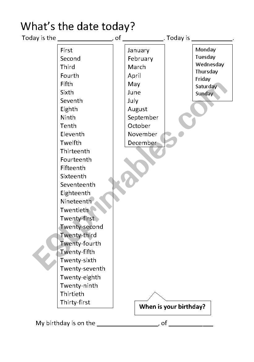 date worksheet