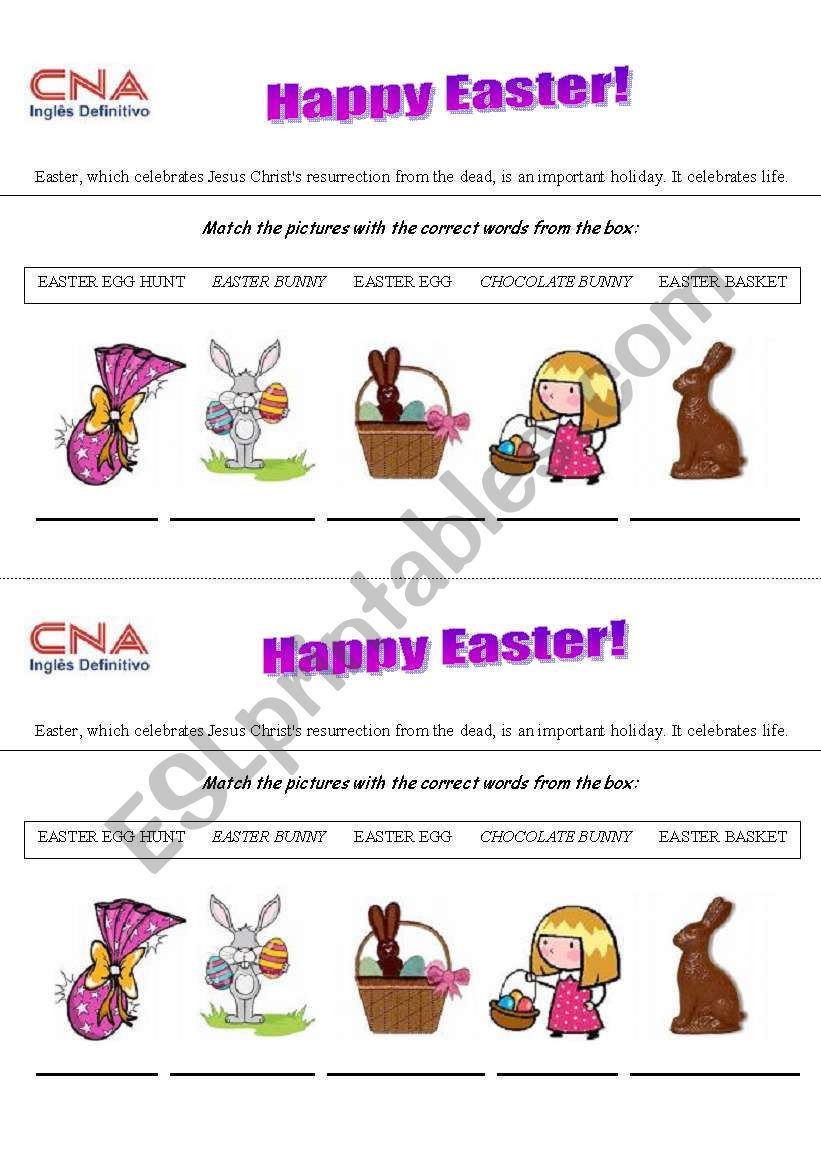 Easter vocabulary worksheet