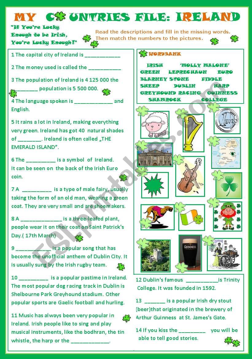 My Countries File: Ireland worksheet