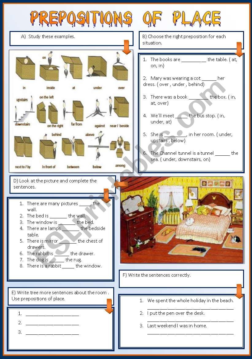 Prepositions of place worksheet