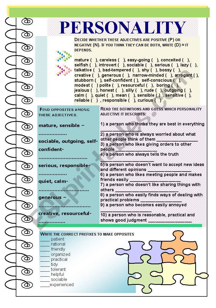 Adjectives describing personality.