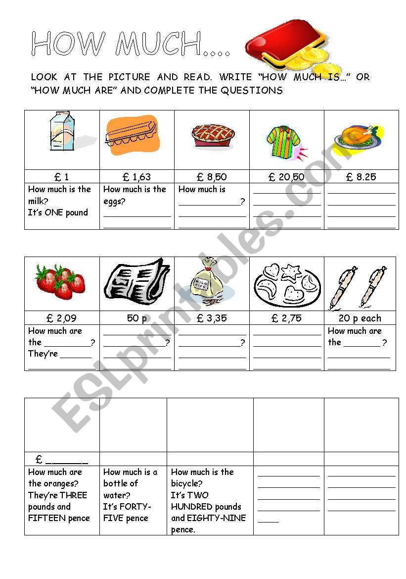 HOW MUCH... worksheet