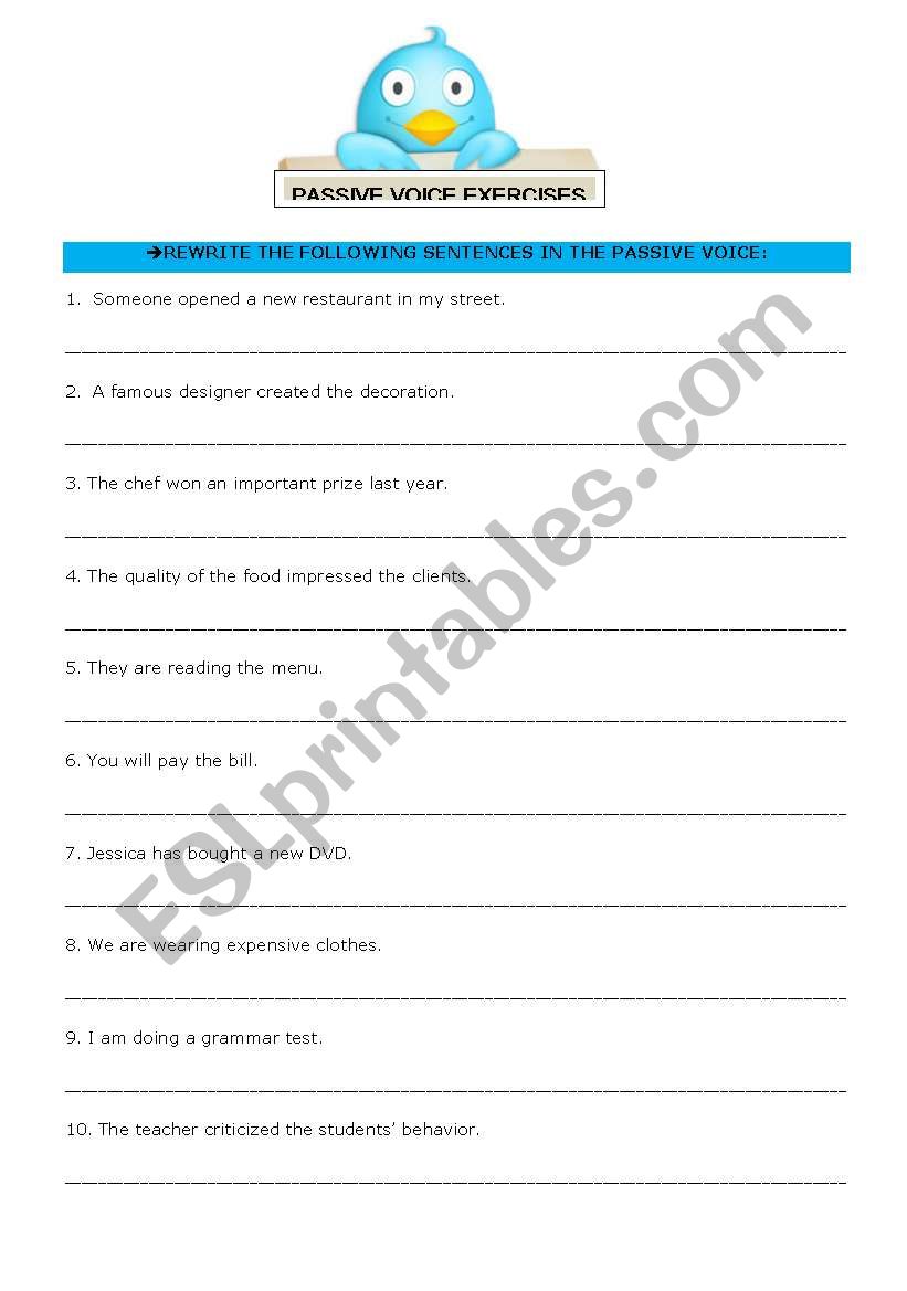 Passive Voice Exercises worksheet