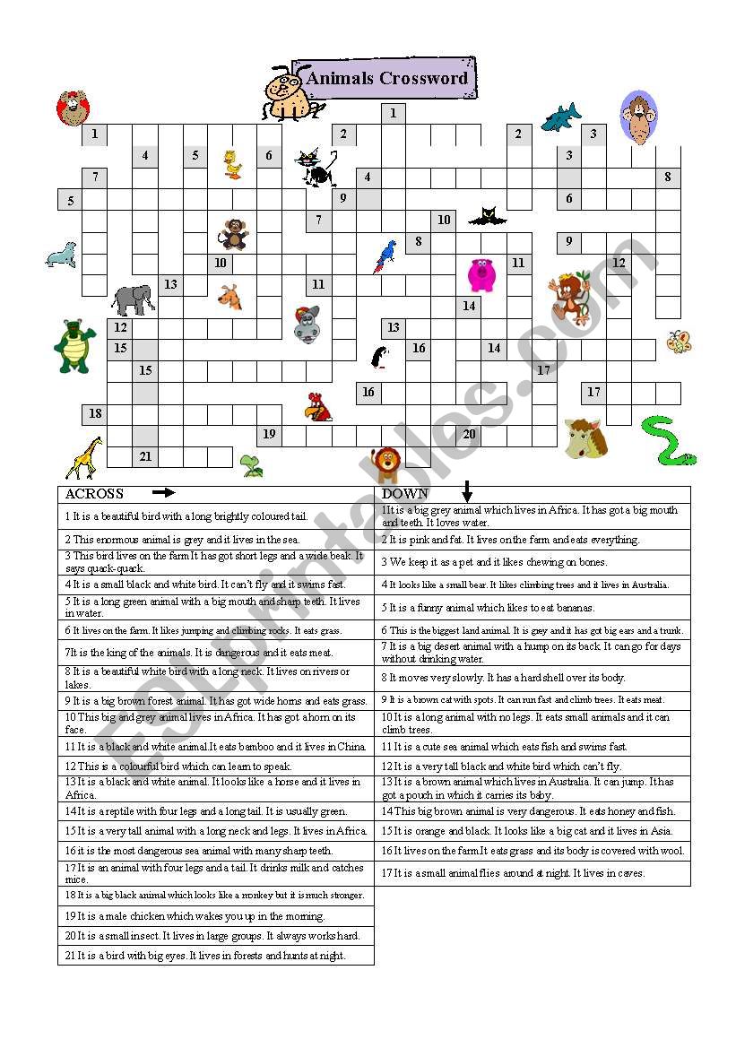 ANIMALS CROSSWORD worksheet